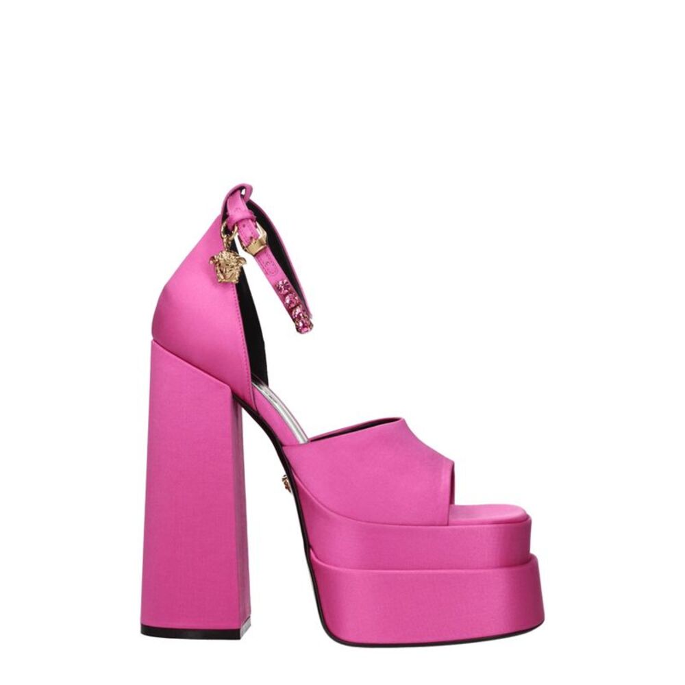 Versace Pink Satin Platform Women's Sandals